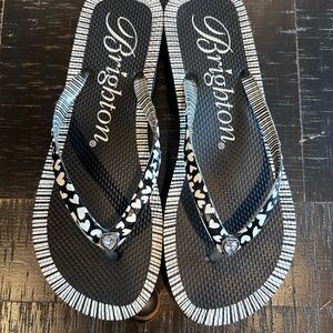 Brighton Black and White Heart Sandals